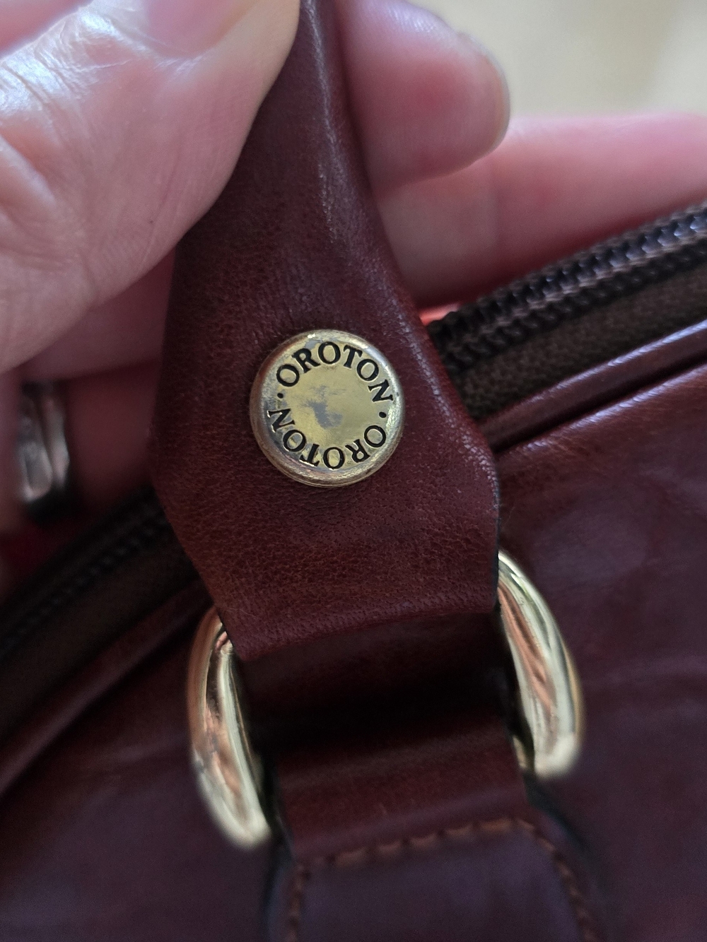 Vintage Oroton Australia Burgundy/Brown Leather Dome Satchel Handbag - Picture 2 of 9